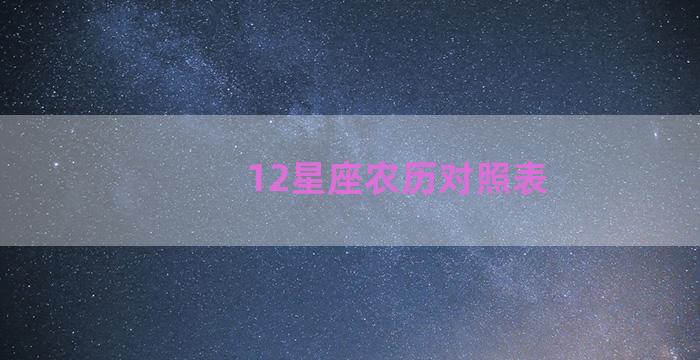 12星座农历对照表