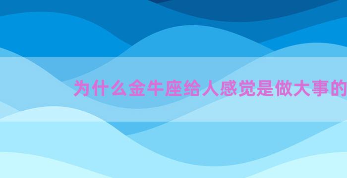 为什么金牛座给人感觉是做大事的