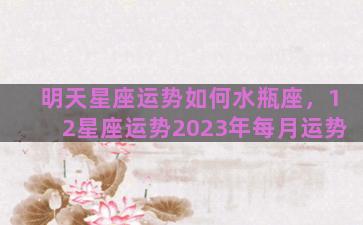 明天星座运势如何水瓶座，12星座运势2023年每月运势