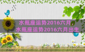 水瓶座运势2016六月，水瓶座运势2016六月出生